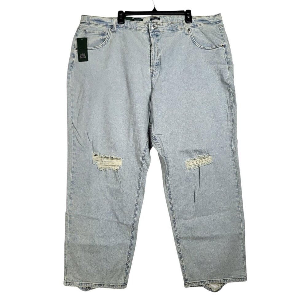 Wild Fable Jeans Women's Plus Size 24 Blue Distressed Super High Rise Straight